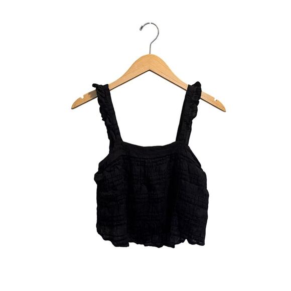 Altar’d State Ruffle Strap Crop Tank Top Women’s Size S Black Sleeveless Flowy - Picture 1 of 5